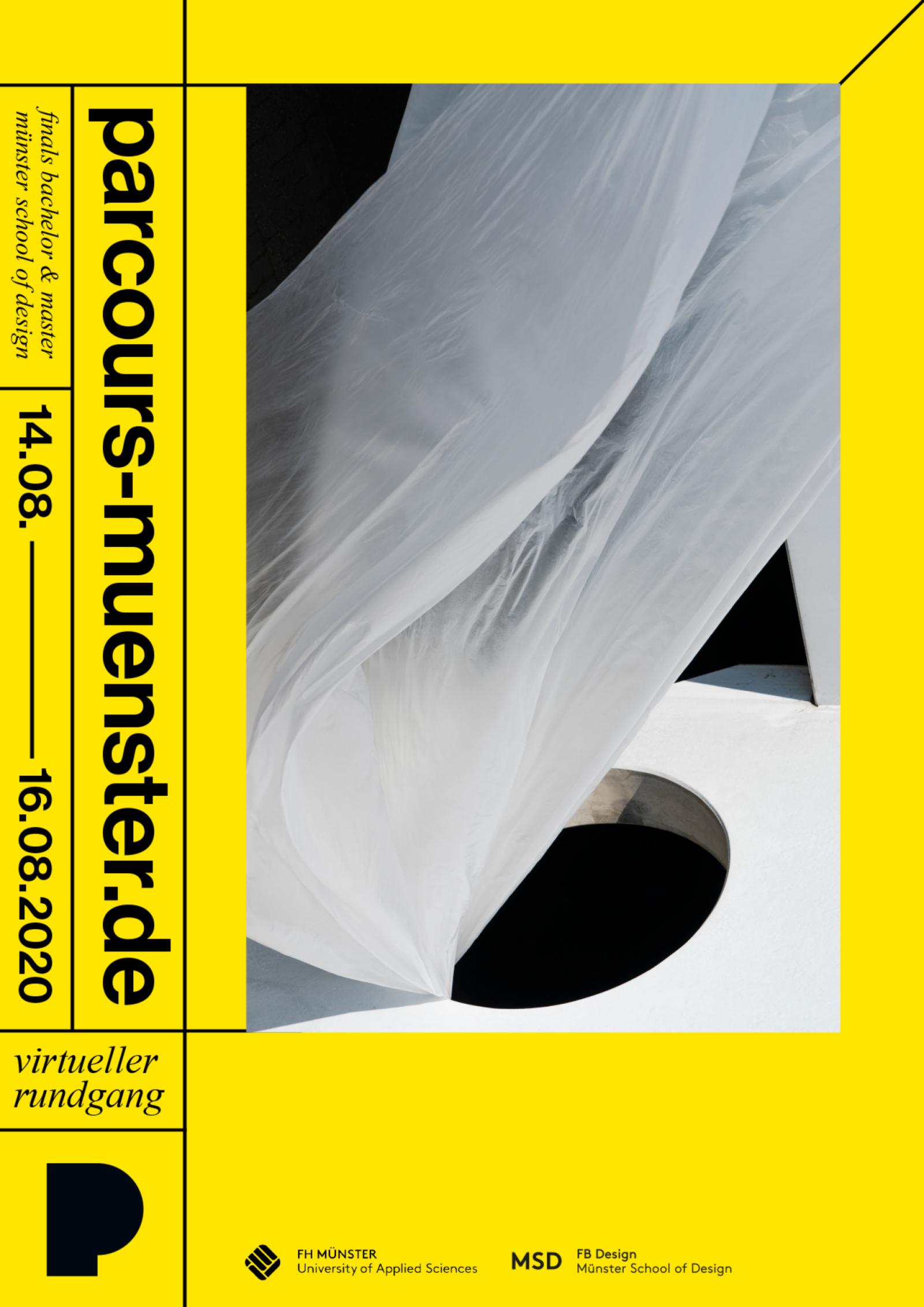 Dieses Mal alles digital, auch das Ankündigungsplakat für die Abschlussausstellung „Parcours“ am Fachbereich Design der FH Münster. (Plakat: FH Münster/MSD) 