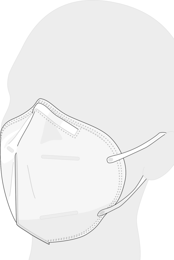 Schematische Darstellung einer angelegten FFP2 Maske