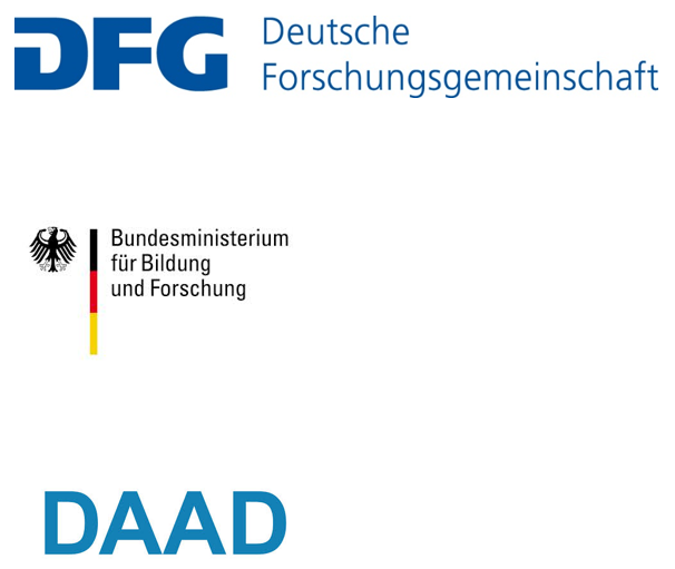 Logos der fördernden Partner: Deutsche Forschungsgemeinschaft, Bundesministerium für Bildung und Forschung, Deutscher Akademischer Austauschdienst