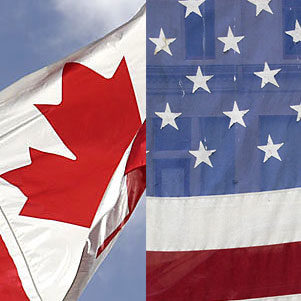Flaggen Kanada und USA