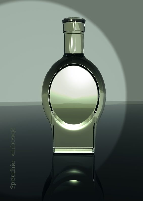 Runde, durchsichtige Glasflasche